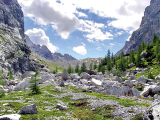 La soglia della Val di Mezzo durante la salita